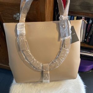 NWT Gigi Pip Leather Hat Carrying Tote - Nude